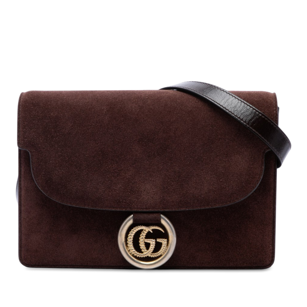 Pre-Loved Gucci Small Suede GG Ring Torchon Crossbody
